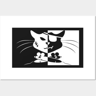 Jolly Roger Pirate Black Cat Crossbones (Cross Mice) Pattern Posters and Art